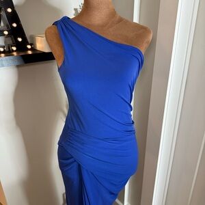 Zara Royal Blue One-Shoulder Maxi Dress